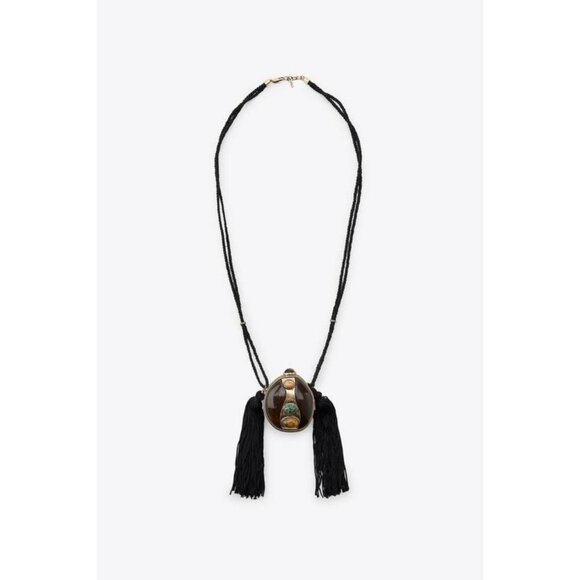 ZARA CORD AND STONE BOX NECKLACE - Picture 1 of 5